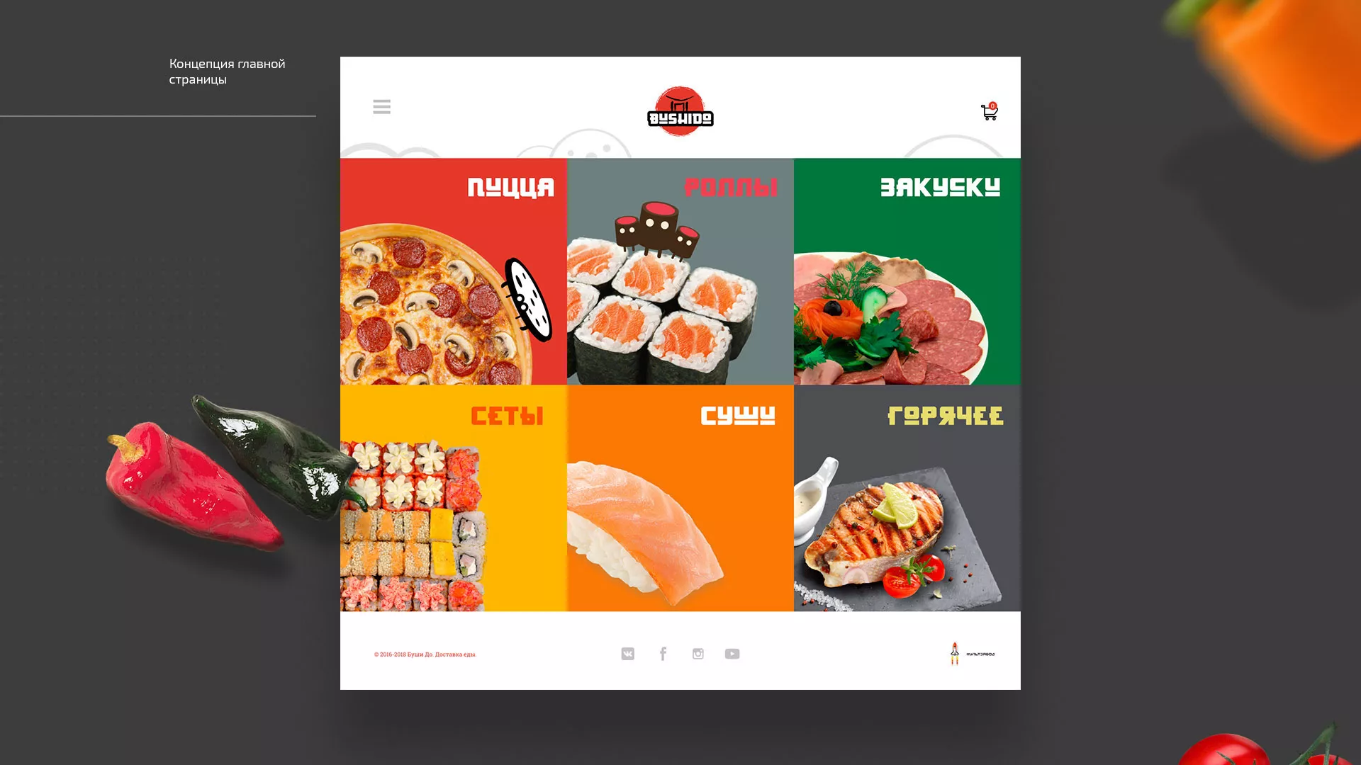 Разработка сайта для пиццерии «BUSHIDO» в Адыгейске