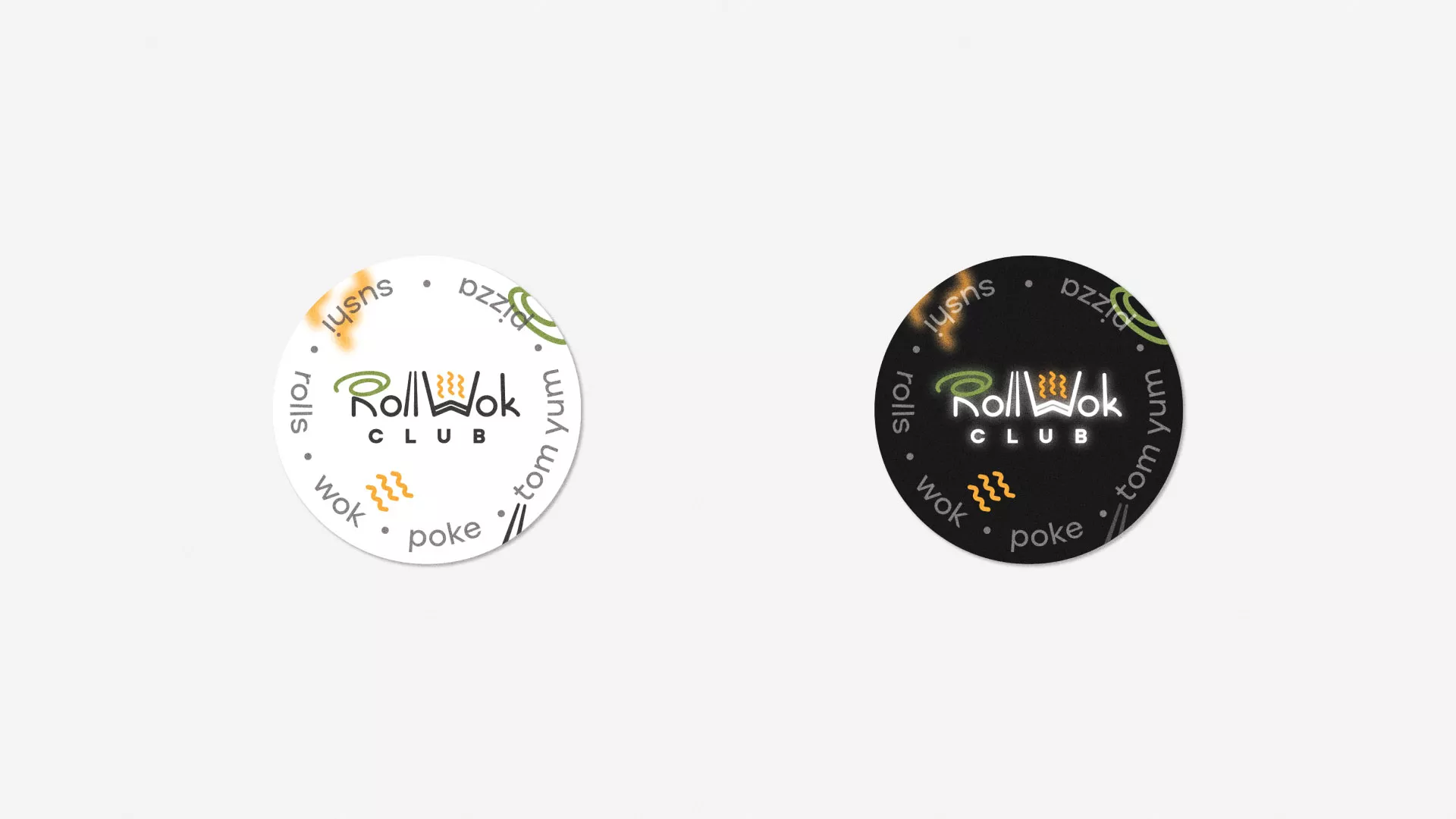 Разработка наклеек для суши-бара «Roll Wok Club» в Адыгейске