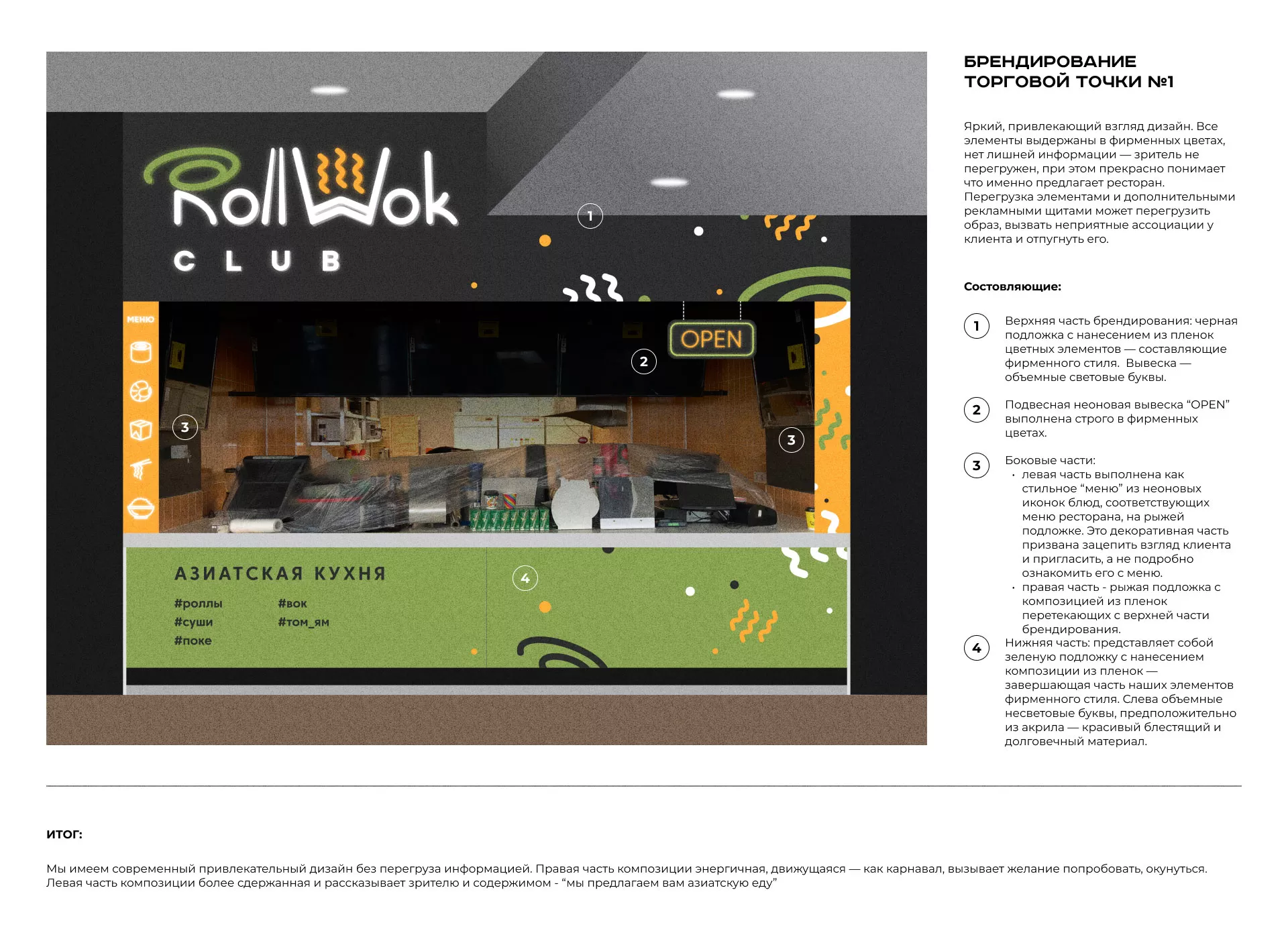 Брендирование торговых точек суши-бара «Roll Wok Club» в Адыгейске