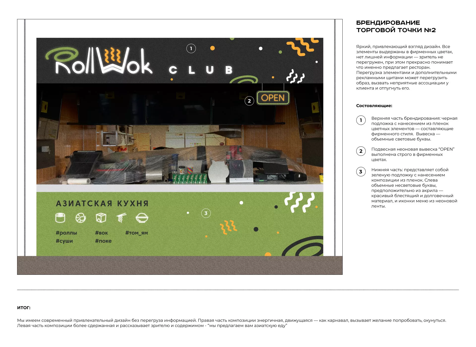 Брендирование торговых точек суши-бара «Roll Wok Club» в Адыгейске